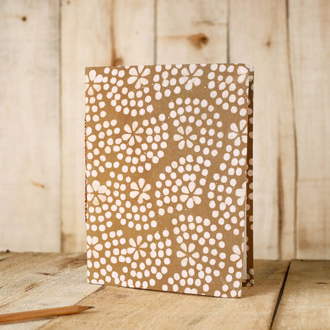 Brown Batik Fabric Cover Handmade Paper Notebook