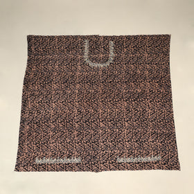 Brown Batik Print Hand Embroidery Cotton Blouse Piece 