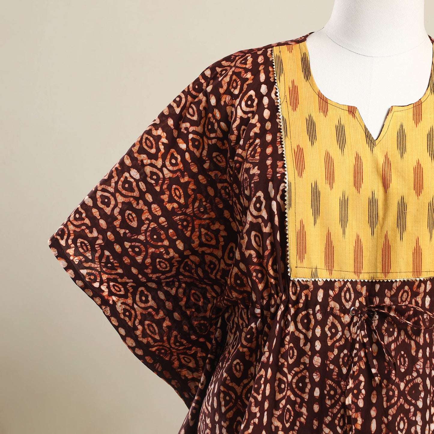 Buy Brown Batik Mosaic Fusion Cotton Kaftan