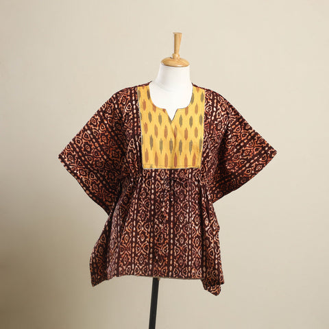 Buy Brown Batik Mosaic Fusion Cotton Kaftan
