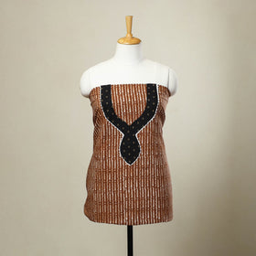 Buy Brown Batik Print Patchwork Cotton Kurta Material