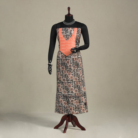 Brown - batik patchwork cotton unstitched kurta material