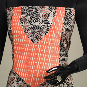 Brown - batik patchwork cotton unstitched kurta material