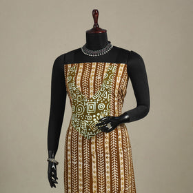 Brown - batik patchwork cotton unstitched kurta material