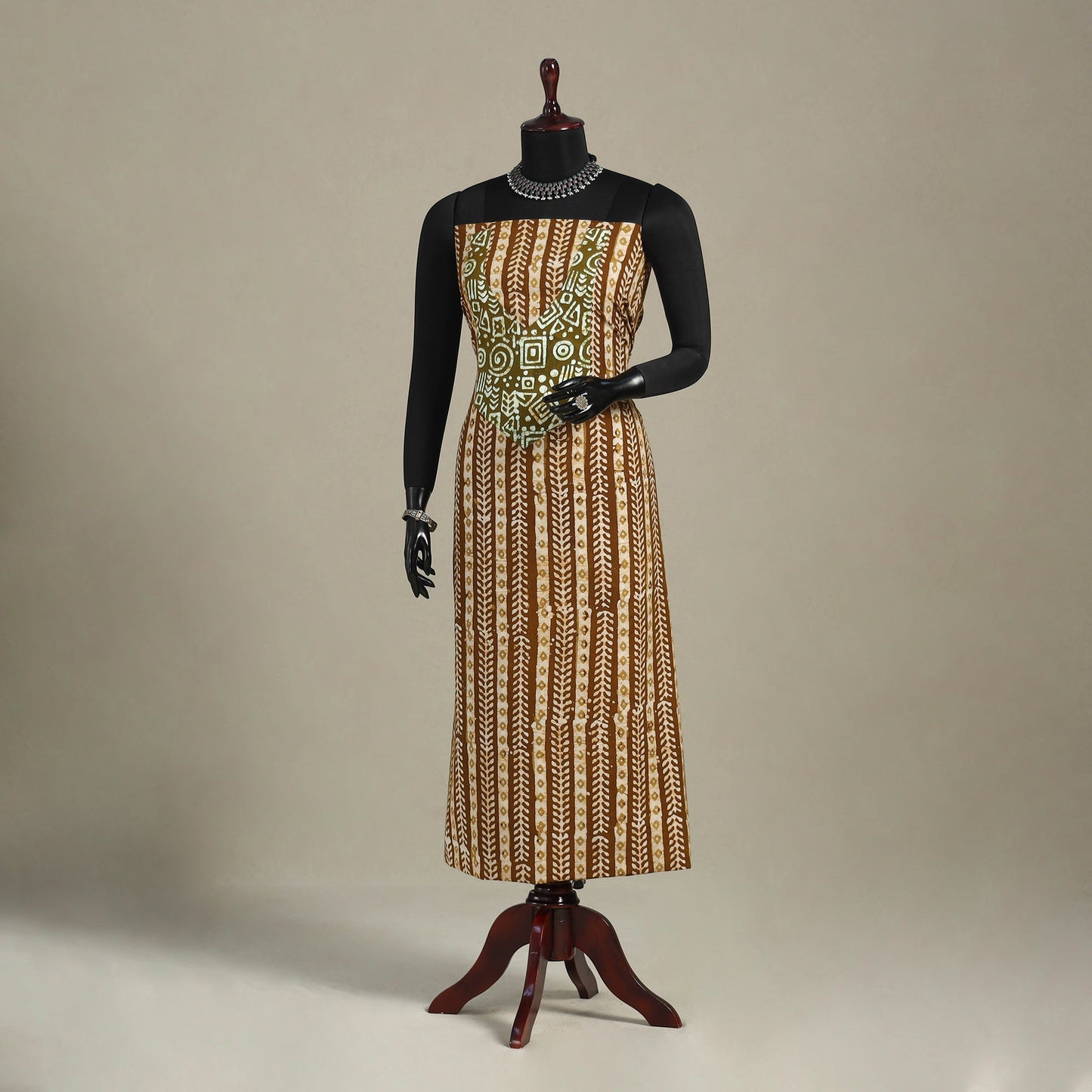 Brown - batik patchwork cotton unstitched kurta material