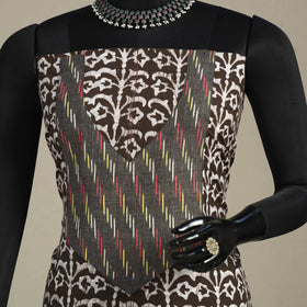 Brown - batik patchwork cotton unstitched kurta material