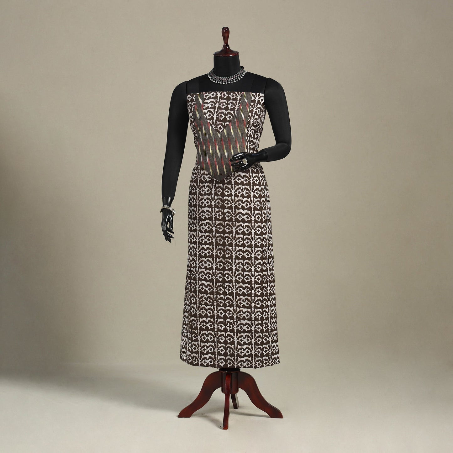 Brown - batik patchwork cotton unstitched kurta material