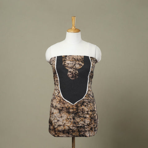 Buy Brown Batik Print Patchwork Cotton Kurta Material