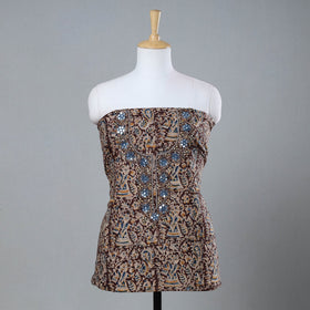 Buy Bead Work Embroidery Kalamkari Block Printed Cotton Kurta Material Online at iTokri.com