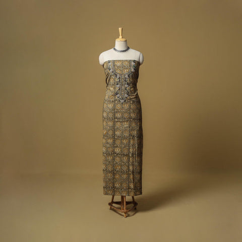 Brown - bead work embroidery kalamkari printed cotton