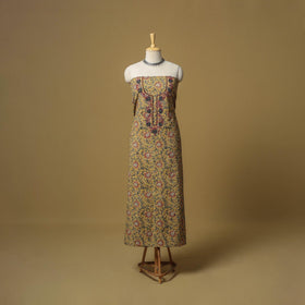 Brown - bead work embroidery kalamkari printed cotton