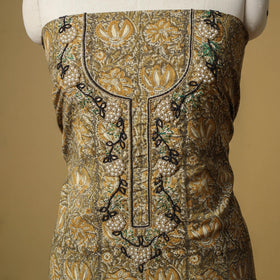 Brown - bead work embroidery kalamkari printed cotton