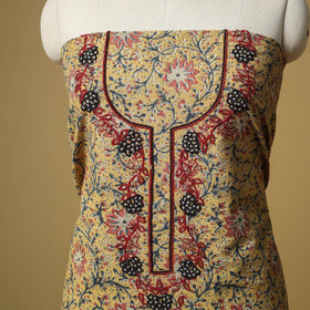 Brown - bead work embroidery kalamkari printed cotton