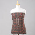  Bead Work Embroidery Ajrakh Block Printed Cotton Kurta Material Online at iTokri.com