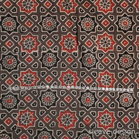  Bead Work Embroidery Ajrakh Block Printed Cotton Kurta Material Online at iTokri.com