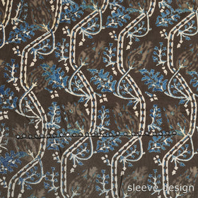  Bead Work Embroidery Ajrakh Block Printing Cotton Kurta Material 