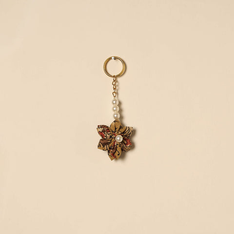 Beaded fabart flower keychain 15 - handcrafted