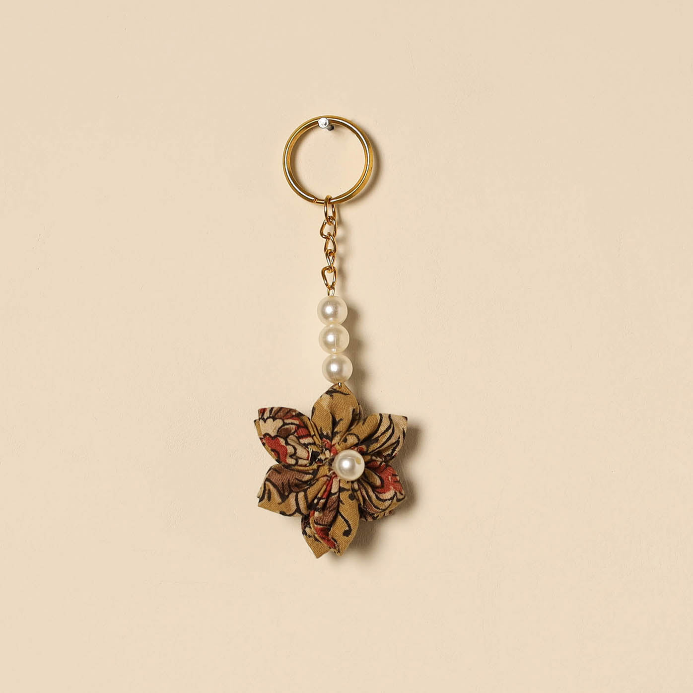 Beaded fabart flower keychain 15 - handcrafted