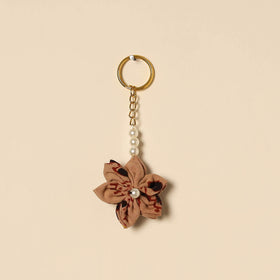 Beaded fabart flower keychain 19 - handcrafted