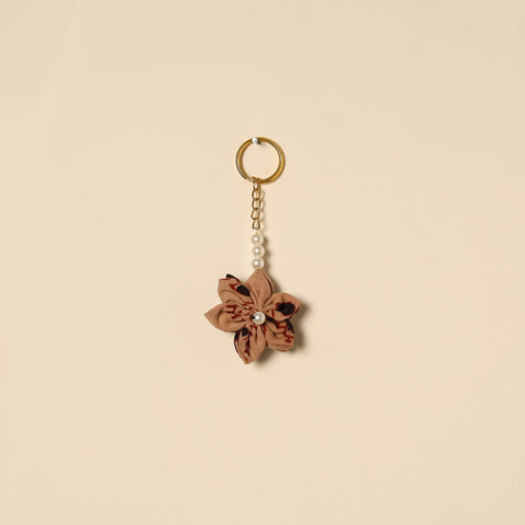 Beaded fabart flower keychain 19 - handcrafted