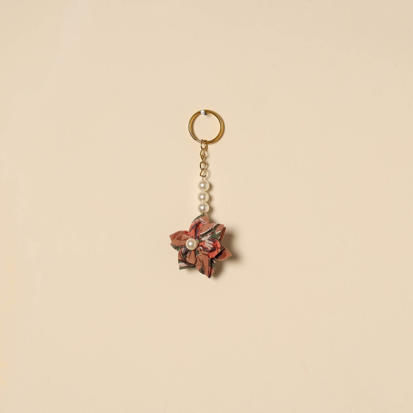 Beaded fabart flower keychain 30 - handcrafted