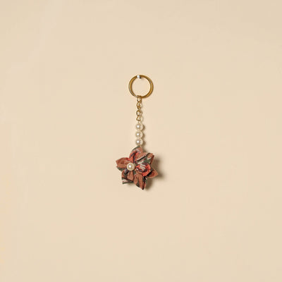 Beaded fabart flower keychain 30 - handcrafted
