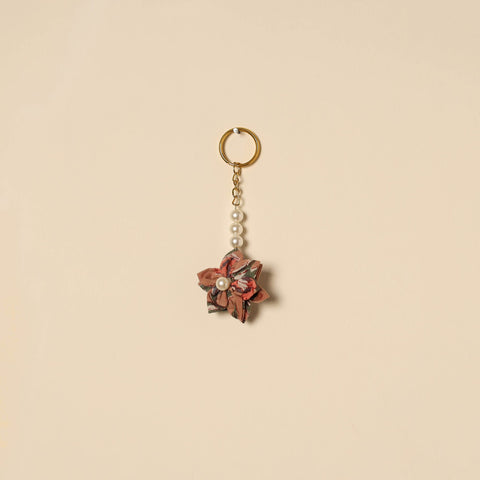 Beaded fabart flower keychain 30 - handcrafted