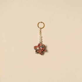 Beaded fabart flower keychain 30 - handcrafted