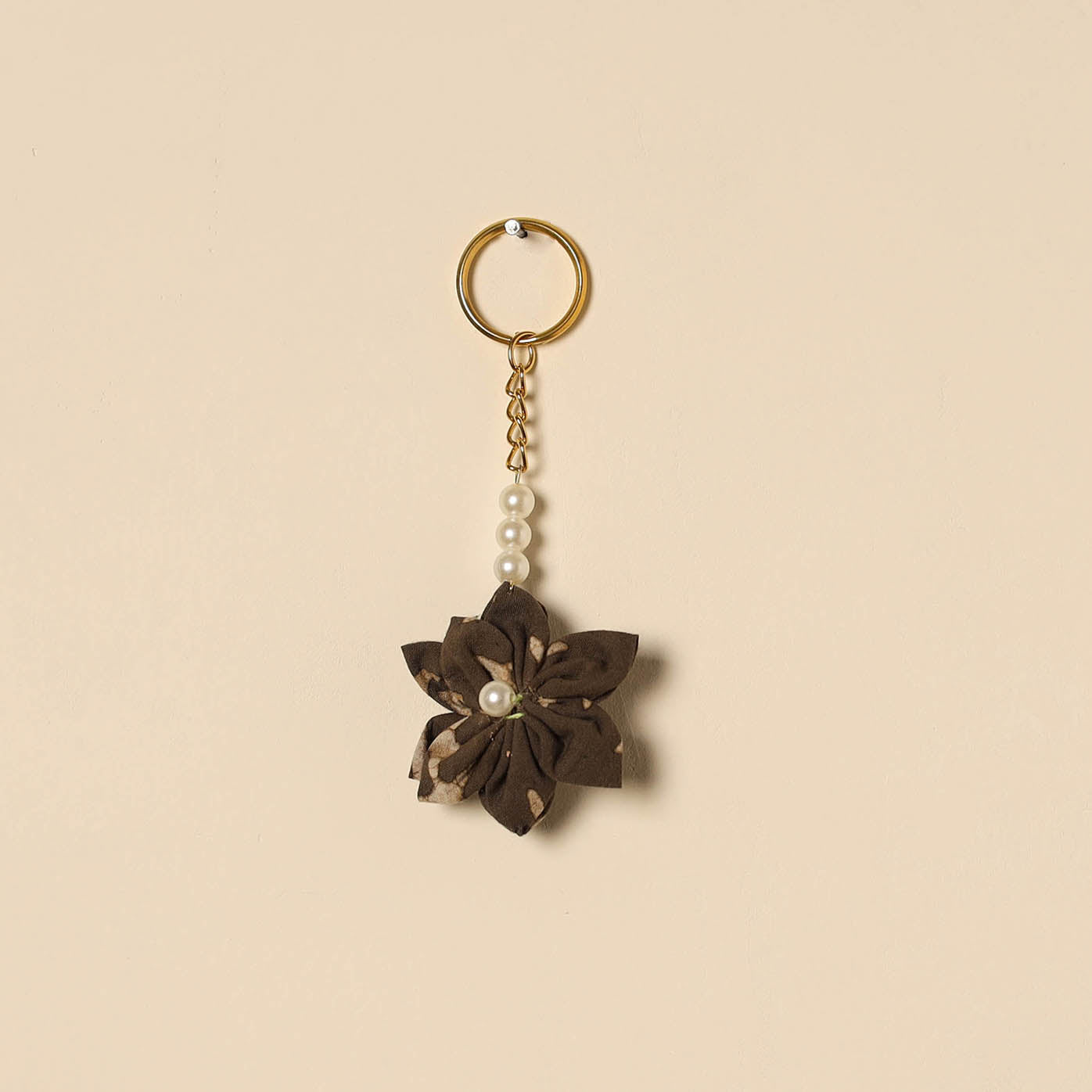 Beaded fabart flower keychain 41 - handcrafted