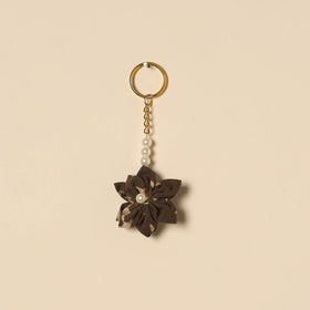 Beaded fabart flower keychain 41 - handcrafted