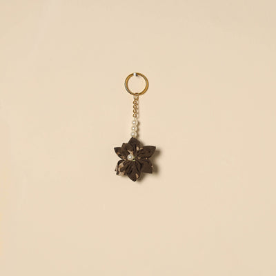 Beaded fabart flower keychain 41 - handcrafted