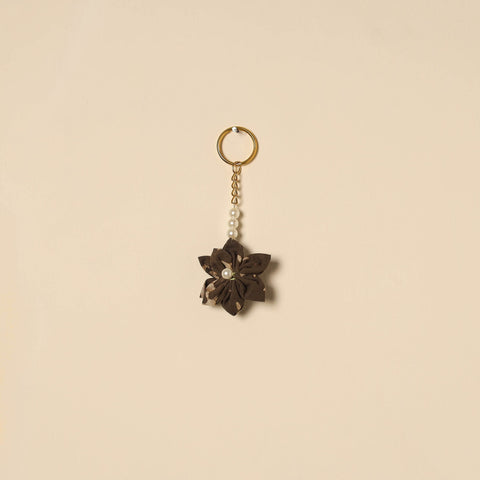 Beaded fabart flower keychain 41 - handcrafted