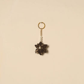 Beaded fabart flower keychain 41 - handcrafted