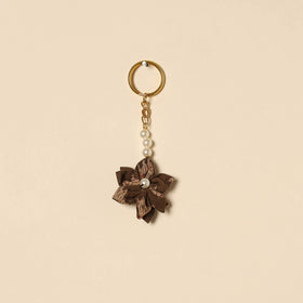 Beaded fabart flower keychain 63 - handcrafted
