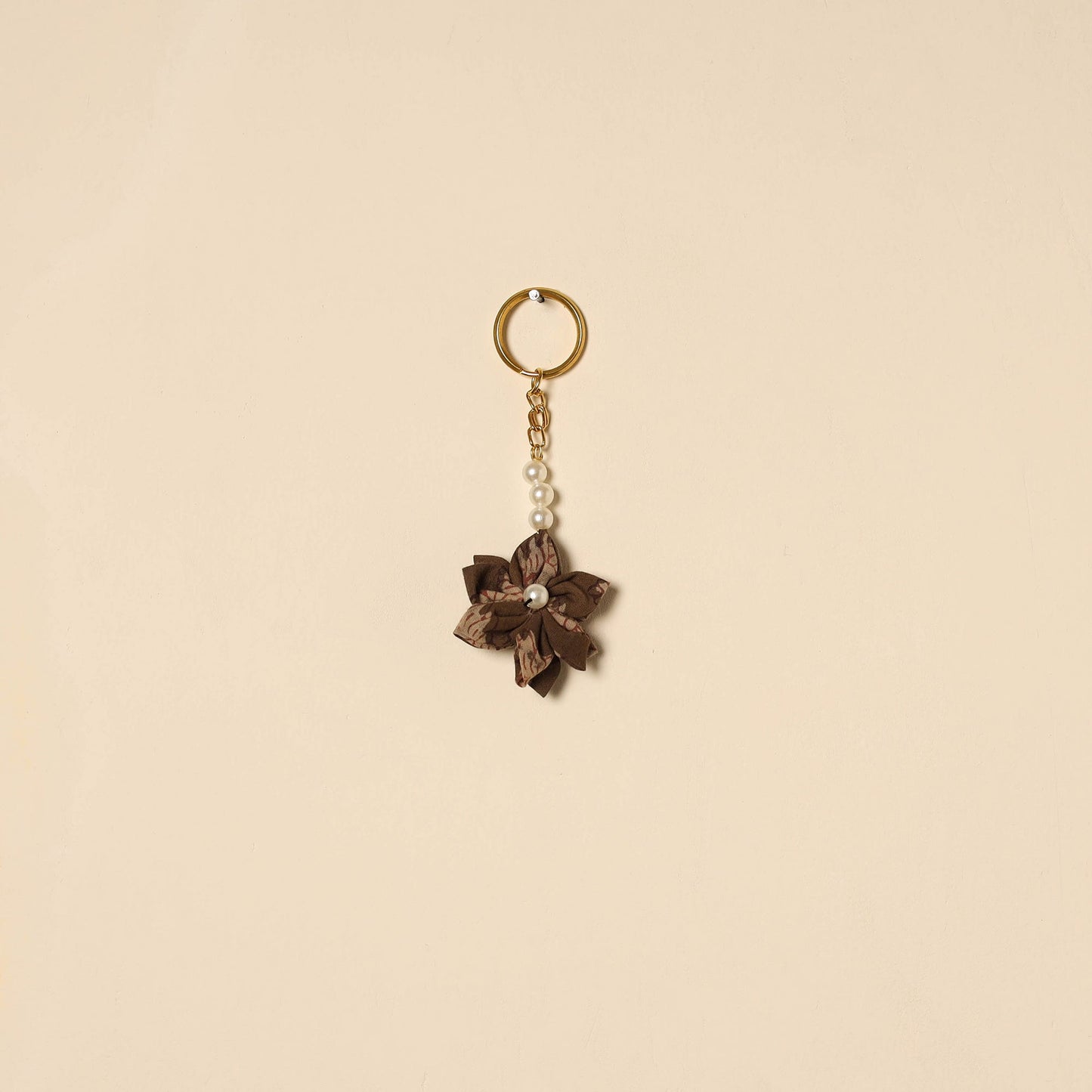 Beaded fabart flower keychain 63 - handcrafted