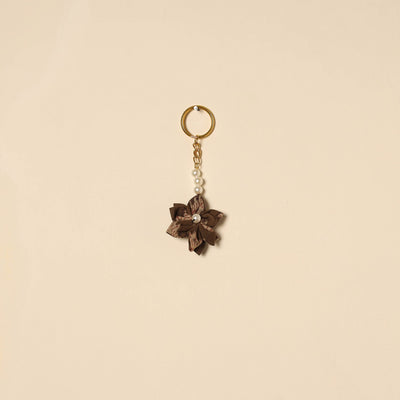 Beaded fabart flower keychain 63 - handcrafted
