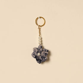 Beaded fabart flower keychain 66 - handcrafted