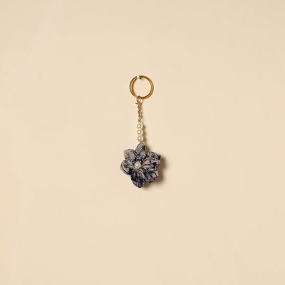 Beaded fabart flower keychain 66 - handcrafted