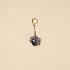 Beaded fabart flower keychain 66 - handcrafted
