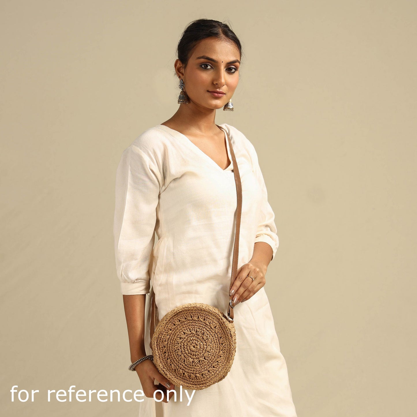 Brown - beige - handcrafted multipurpose raffia sling bag