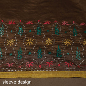 Bengal chanderi silk hand embroidered saree 02 - handcrafted