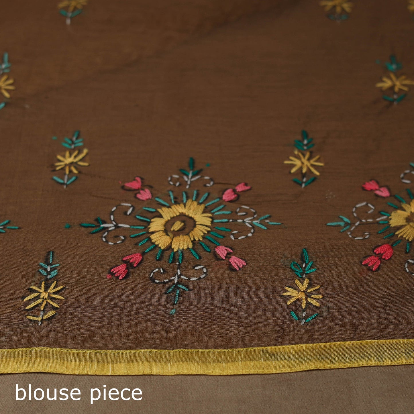 Bengal chanderi silk hand embroidered saree 02 - handcrafted
