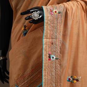 Bengal chanderi silk hand embroidered saree 36 - handcrafted