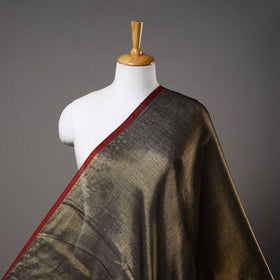 Brown - bengal fine tissue zari plain fabric 06