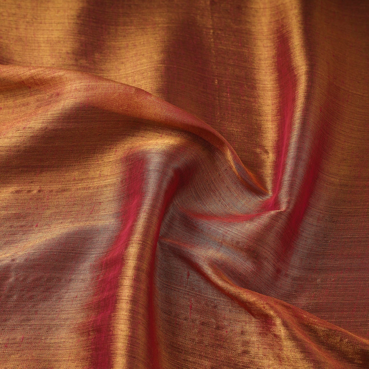 Brown - bengal fine tissue zari plain fabric 07