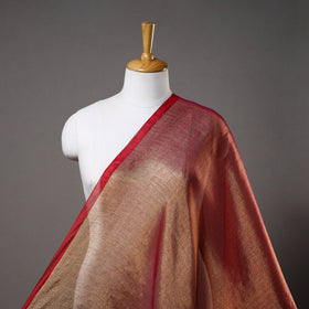 Brown - bengal fine tissue zari plain fabric 07