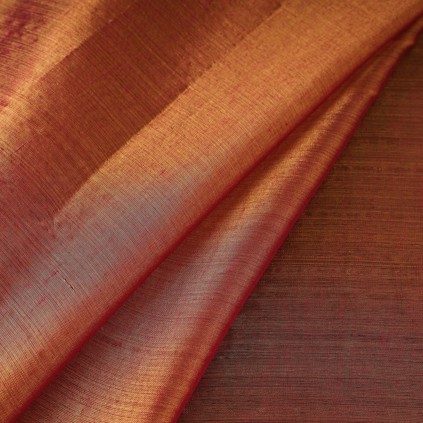 Brown - bengal fine tissue zari plain fabric 07