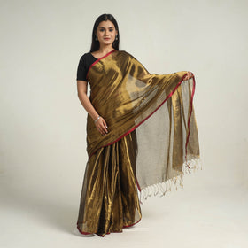 Buy Brown Bengal Fine Tissue Zari Saree Online at iTokri.com
