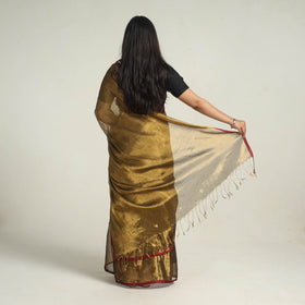 Buy Brown Bengal Fine Tissue Zari Saree Online at iTokri.com