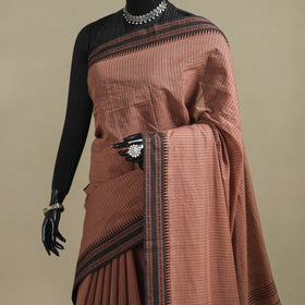 Brown - bengal handwoven cotton begumpuri saree 11